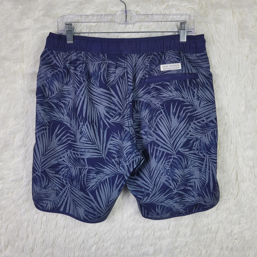 Fair Harbor Mens‎ Small Blue Tropical Swim Trunks Vacation Beach Unlined